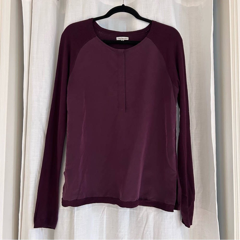 Calvin Klein Maroon Suede Sweater